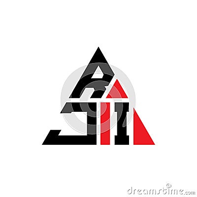 RJI triangle letter logo design with triangle shape. RJI triangle logo design monogram. RJI triangle vector logo template with red Vector Illustration