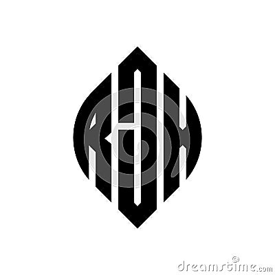 RJX circle letter logo design with circle and ellipse shape. RJX ellipse letters with typographic style. The three initials form a Vector Illustration