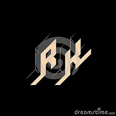 RK - monogram or logotype. Isometric 3d font for design. Volume alphabet. Outline fonts. Three-dimension letters. R and K Vector Illustration