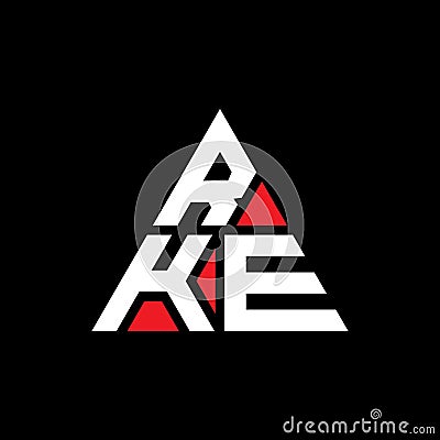 RKE triangle letter logo design with triangle shape. RKE triangle logo design monogram. RKE triangle vector logo template with red Vector Illustration
