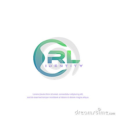 RL Initial letter circular line logo template vector with gradient color blend Vector Illustration