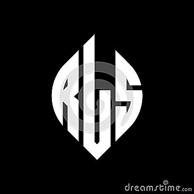 RLS circle letter logo design with circle and ellipse shape. RLS ellipse letters with typographic style. The three initials form a Vector Illustration