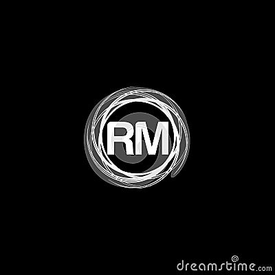RM circle Unique abstract geometric logo design Vector Illustration