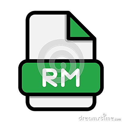 Rm file icons. Flat file extension. icon video format symbols. Vector illustration. can be used for website interfaces, mobile Vector Illustration