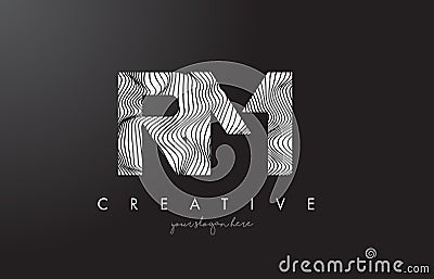 RM R M Letter Logo with Zebra Lines Texture Design Vector. Vector Illustration