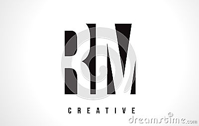 RM R M White Letter Logo Design with Black Square. Vector Illustration