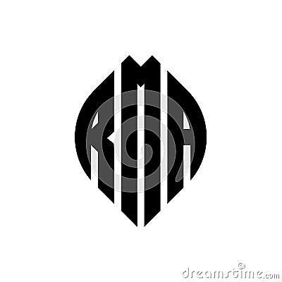 RMA circle letter logo design with circle and ellipse shape. RMA ellipse letters with typographic style. The three initials form a Vector Illustration