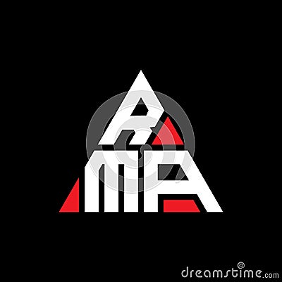 RMA triangle letter logo design with triangle shape. RMA triangle logo design monogram. RMA triangle vector logo template with red Vector Illustration