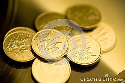 RMB gold coins Stock Photo