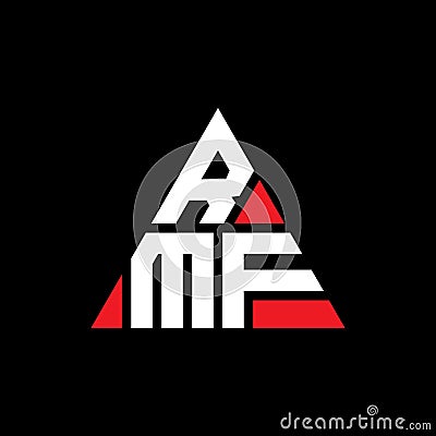 RMF triangle letter logo design with triangle shape. RMF triangle logo design monogram. RMF triangle vector logo template with red Vector Illustration