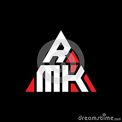 RMK triangle letter logo design with triangle shape. RMK triangle logo design monogram. RMK triangle vector logo template with red Vector Illustration