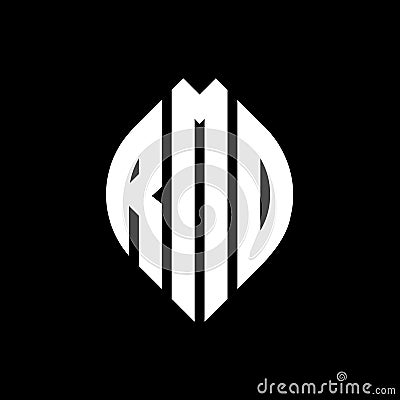 RMO circle letter logo design with circle and ellipse shape. RMO ellipse letters with typographic style. The three initials form a Vector Illustration