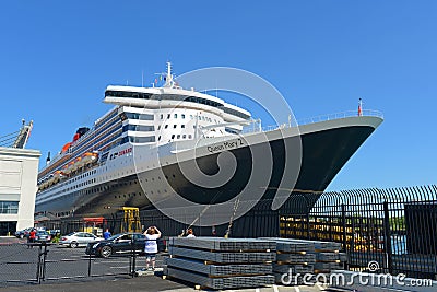 RMS Queen Mary 2, Boston, MA, USA Editorial Stock Photo