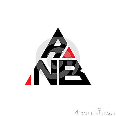 RNB triangle letter logo design with triangle shape. RNB triangle logo design monogram. RNB triangle vector logo template with red Vector Illustration