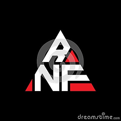 RNF triangle letter logo design with triangle shape. RNF triangle logo design monogram. RNF triangle vector logo template with red Vector Illustration
