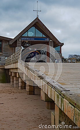 RNLI lifeboat Station with a lifeboat ready to deploy. Editorial Stock Photo