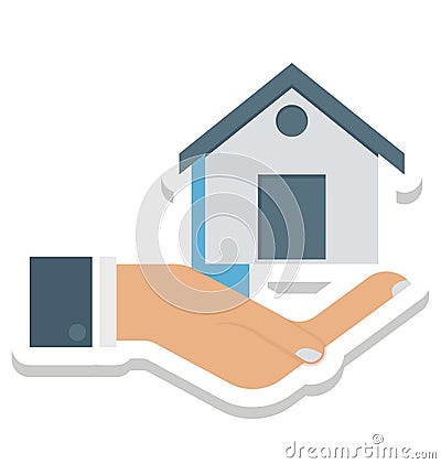 Household, Lawn, House In Hands Isolated Vector Icons can be modify with any Style Stock Photo