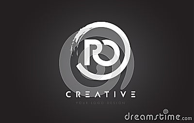 RO Circular Letter Logo with Circle Brush Design and Black Background. Vector Illustration