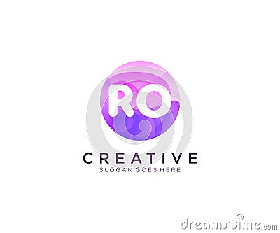 RO initial logo With Colorful Circle template vector Vector Illustration