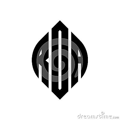 ROA circle letter logo design with circle and ellipse shape. ROA ellipse letters with typographic style. The three initials form a Vector Illustration