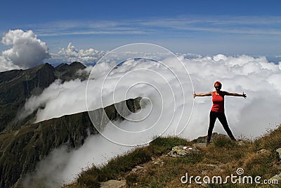 Feeling free above clouds Stock Photo