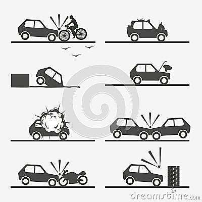 Road accident, car crash Cartoon Illustration