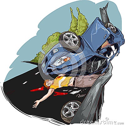 Road accident Vector Illustration