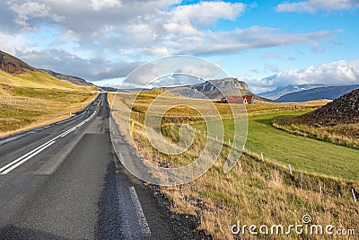 Road along the Hvalfjordur, Iceland Stock Photo