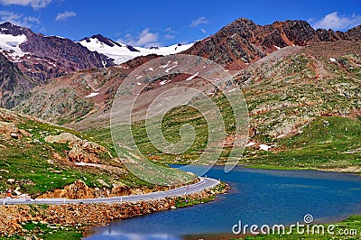 High Mountain Lake in the Dolomites, Italy Stock Photo