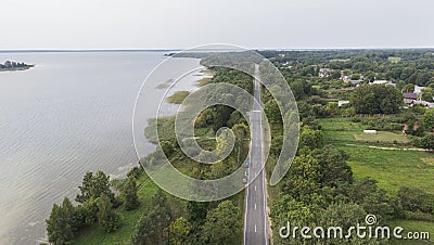 road along the lake Naroch Stock Photo