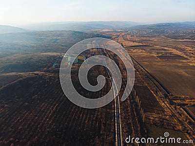 Road along touristic complex in forest Stock Photo