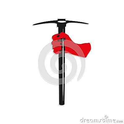 Road axe in his hand. Vector icon. Vector Illustration