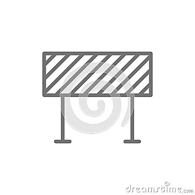 Road barrier, roadblock, borderline line icon. Isolated on white background Vector Illustration