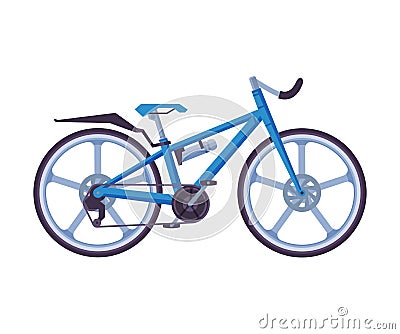 Road Bicycle, Ecological Sport Transport, Blue Bike Side View Flat Vector Illustration Vector Illustration