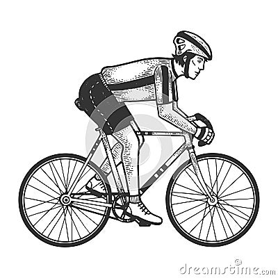 Road bicycle racer sketch engraving vector Vector Illustration