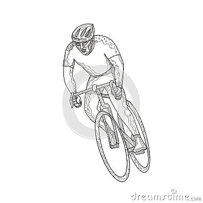 Road Bicycle Racing Doodle Vector Illustration
