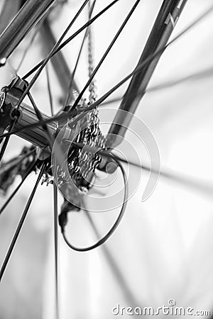 Bicycle wheel in motion as abstract background Stock Photo