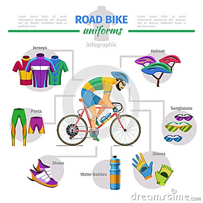 Road bike uniforms vector infographic Vector Illustration