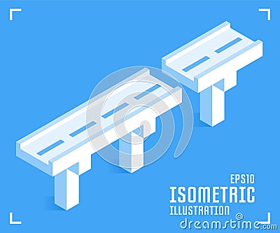 Road Bridge icon. Vector illustration in flat isometric 3D style Vector Illustration