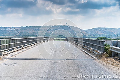 Road bridge with mountains Stock Photo