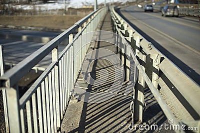 Road on bridge. Side of track. Highway details Stock Photo