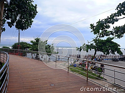 Road or bridge or wooden stairs on the beach Editorial Stock Photo