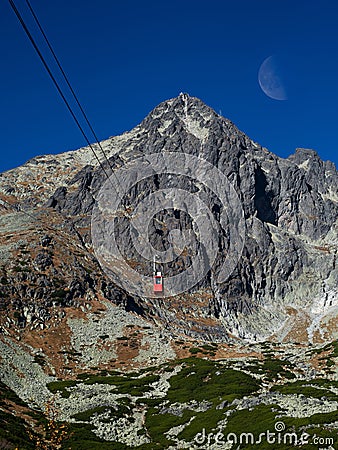 road cable car to top of Tatranska Lomnica Slovakia Stock Photo