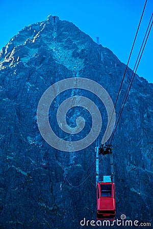 road cable car to top of Tatranska Lomnica Slovakia Stock Photo