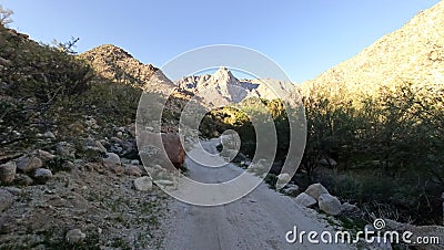 Road canyon Guadalupe baja California hiking spring vacation mountain Stock Photo