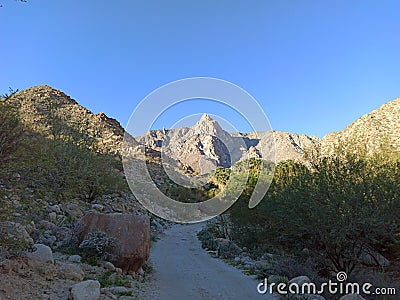 Road canyon Guadalupe baja California hiking spring vacation mountain Creek relax desert Stock Photo