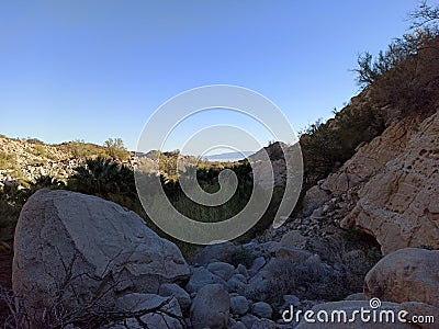 Road canyon Guadalupe baja California hiking spring vacation mountain Creek relax desert Stock Photo