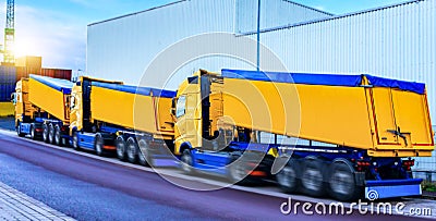 On the road a car for transportation of grain Stock Photo