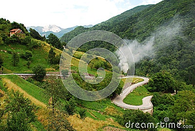 Road in Carnic Alps Near Paularo Stock Photo