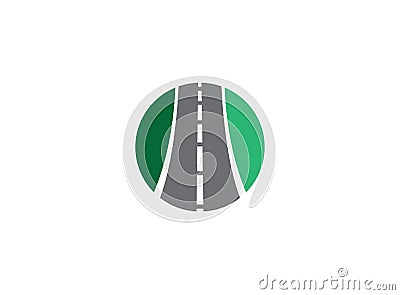 Road in a circle at a green natural way for logo design Cartoon Illustration